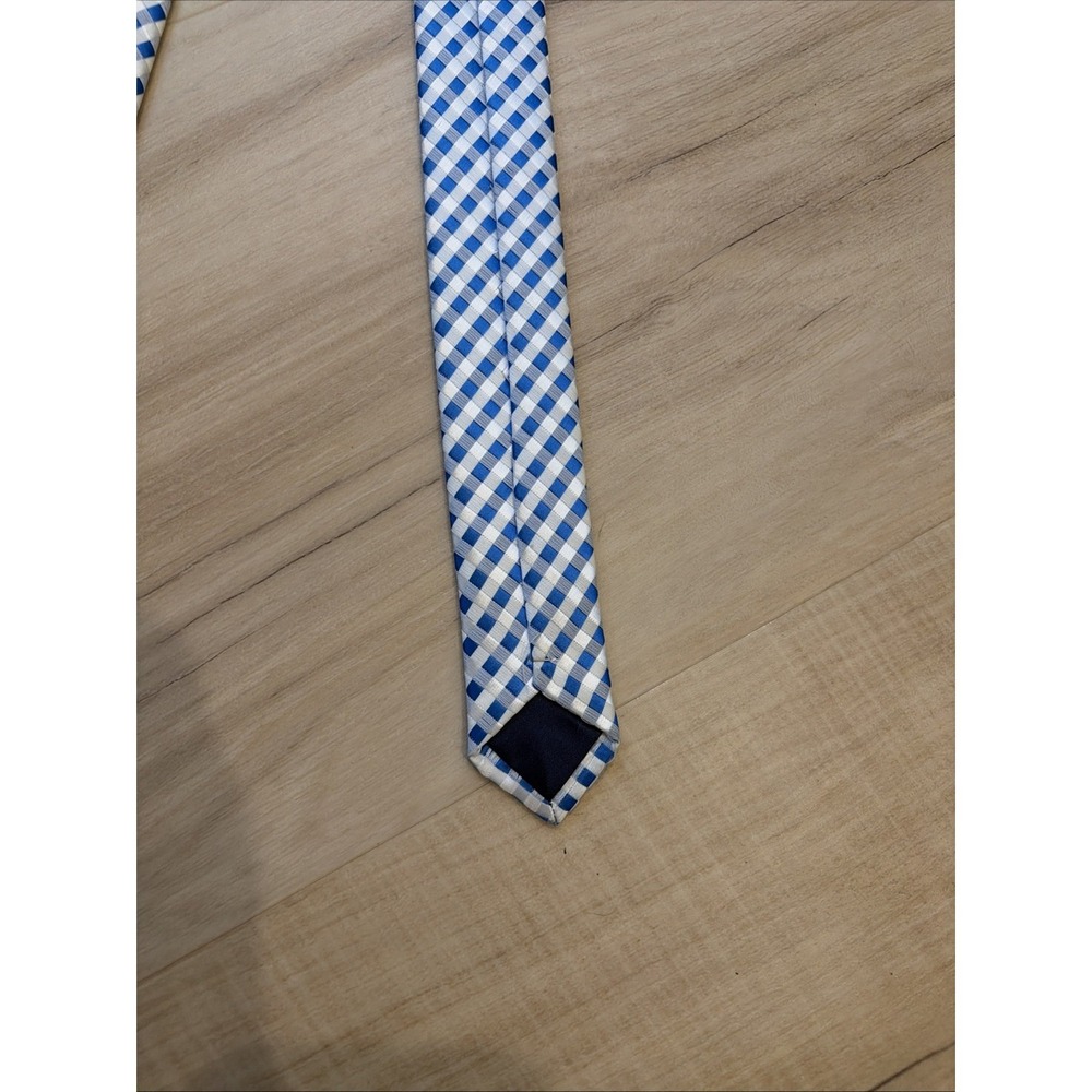 Ermenegildo Zegna Mens Silk Tie Classic Light Blue Geometric Italy - Picture 9 of 10